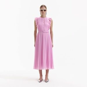 Self-Portrait Pink Ruffle Midi Dress